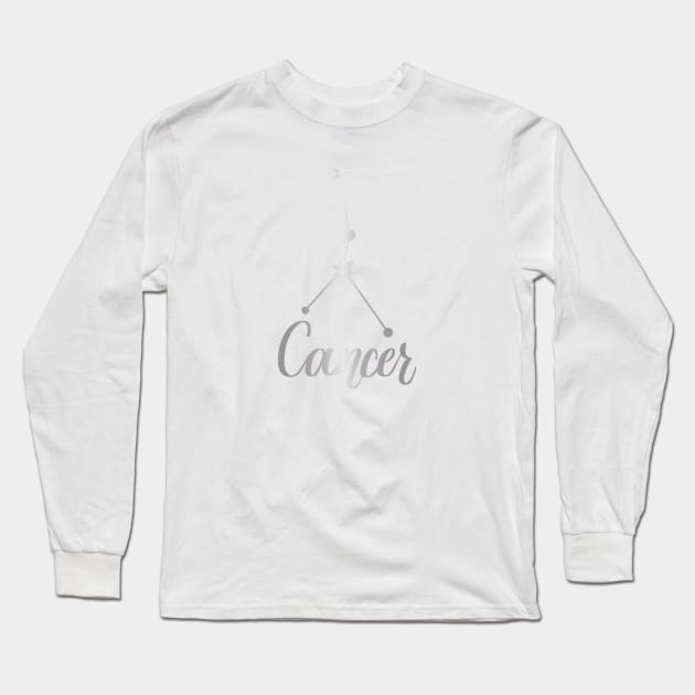 Cancer Zodiac Constellation in Silver Long Sleeve T-Shirt by Kelly Gigi